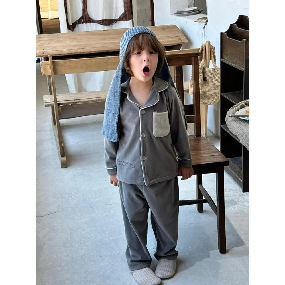 Kids Fleece Clothing Set, Cozy Winter Flannel Long Sleeve Top and Pants